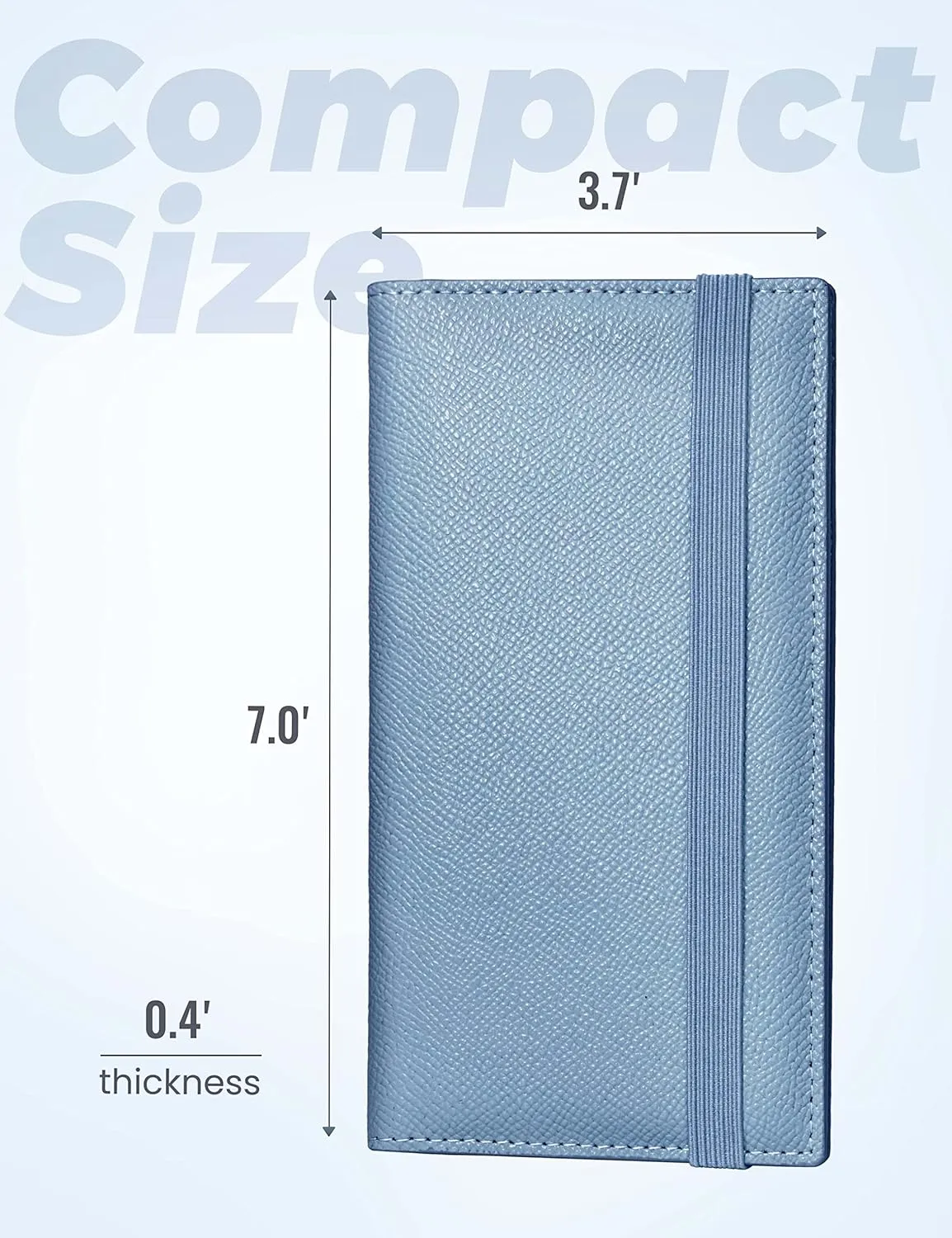 Yarnic Checkbook Cover for Personal Checkbook, Checkbook Holder with Pen Holder & Built-in Clear Plastic Divider for Duplicate Checks (Grey Blue)