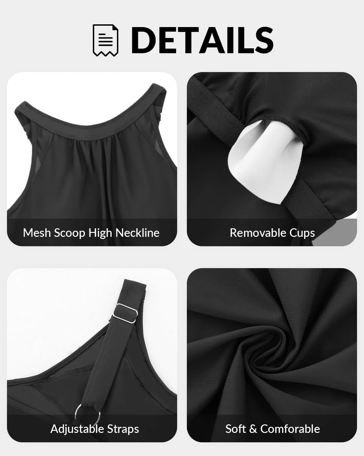 Yonique Tankini Swimsuits with Shorts - Tummy Control Two Piece Blouson Bathing Suits High Neck Swimwear